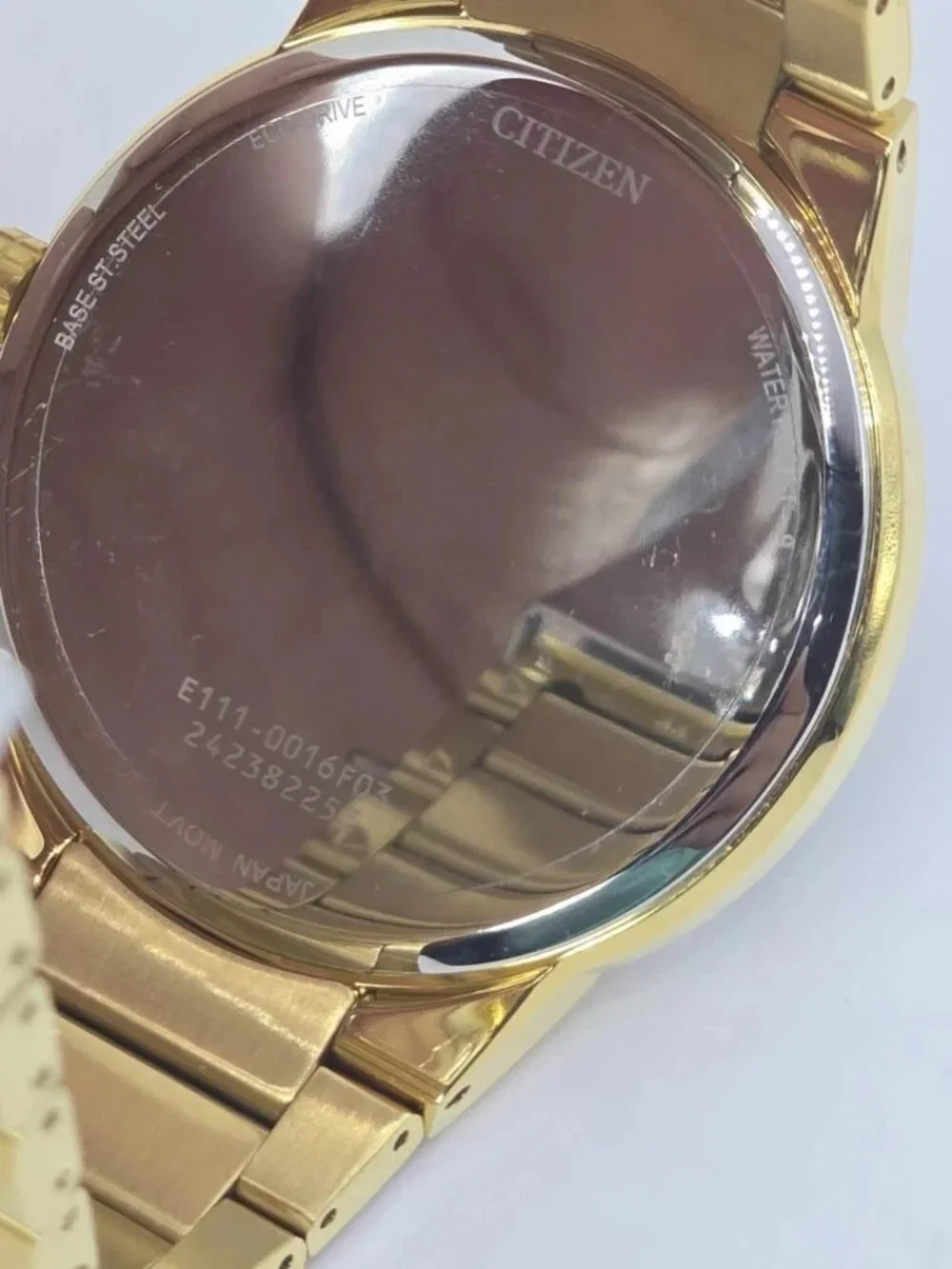 Citizen Eco-Drive E111 Blue Dial Gold Tone Mens Watch 40mm Date Bracelet 100M